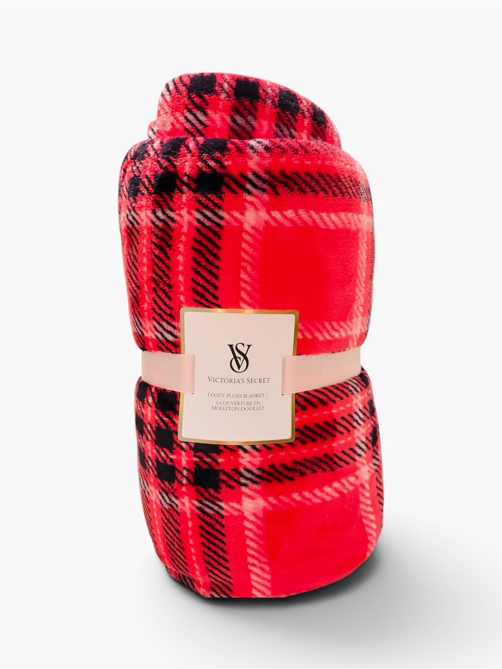 Victoria's Secret Red and Black Plaid Throw Blanket